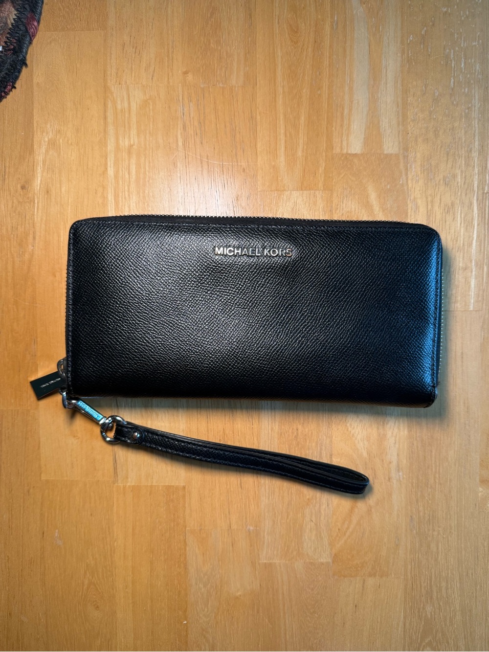 Michael Kors Black Saffiano Leather Continental Wallet Wristlet